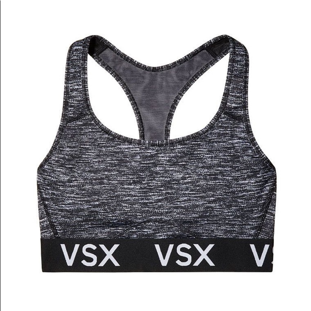 Victoria’s Sport VSX The Player Mesh Logo Band Sports Bra Heathered Grey S